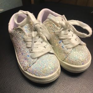 Cat & Jack white glitter shoes, gently used, 7